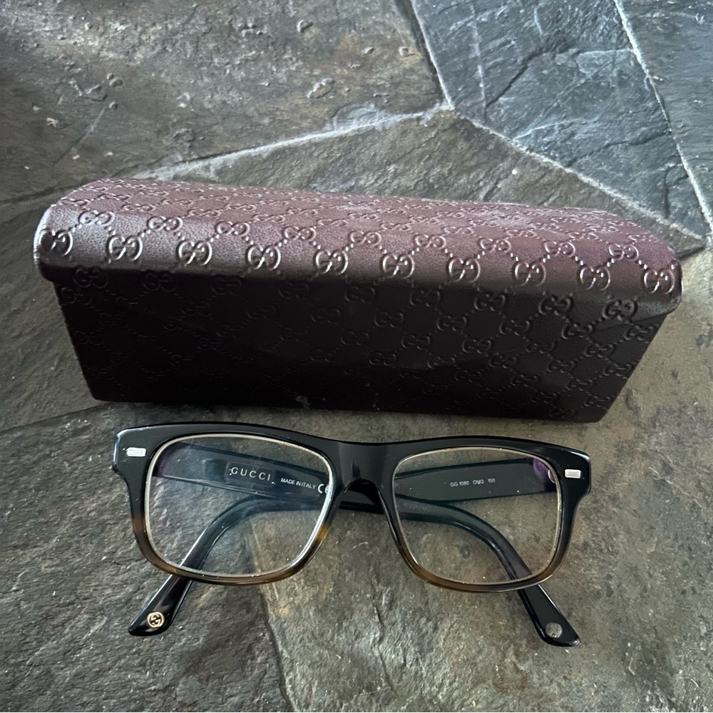 Gucci Black and Brown Eyewear with Signature Case